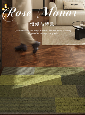 法式复古绿色入门户地垫中古丝圈门垫进门门口脚垫免洗大门外地毯