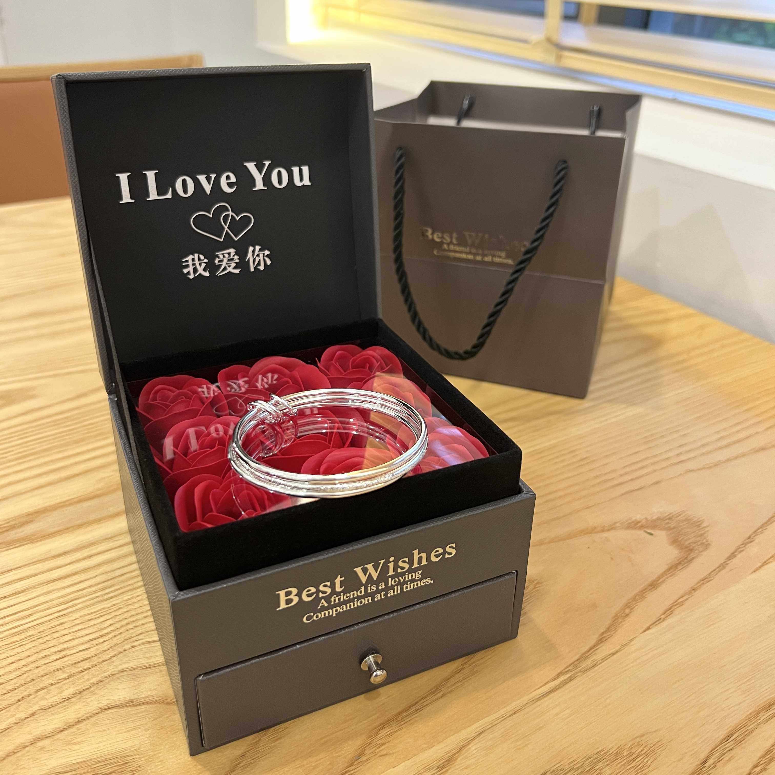 正品三生三世银手镯女纯银小众设计高级感999足银首饰品年轻款送