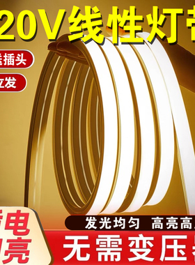 220V硅胶灯带led灯条柔性软户外防水明装线条灯嵌入式线形灯带槽