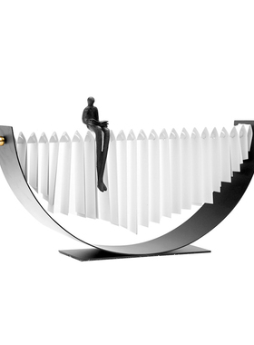 北欧轻奢金属创意人物造型艺术品装饰孤独的小黑人玄关电视柜摆件