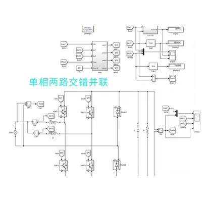 PFC,单相图腾柱PFC交错并联totem单相整流器双闭环高