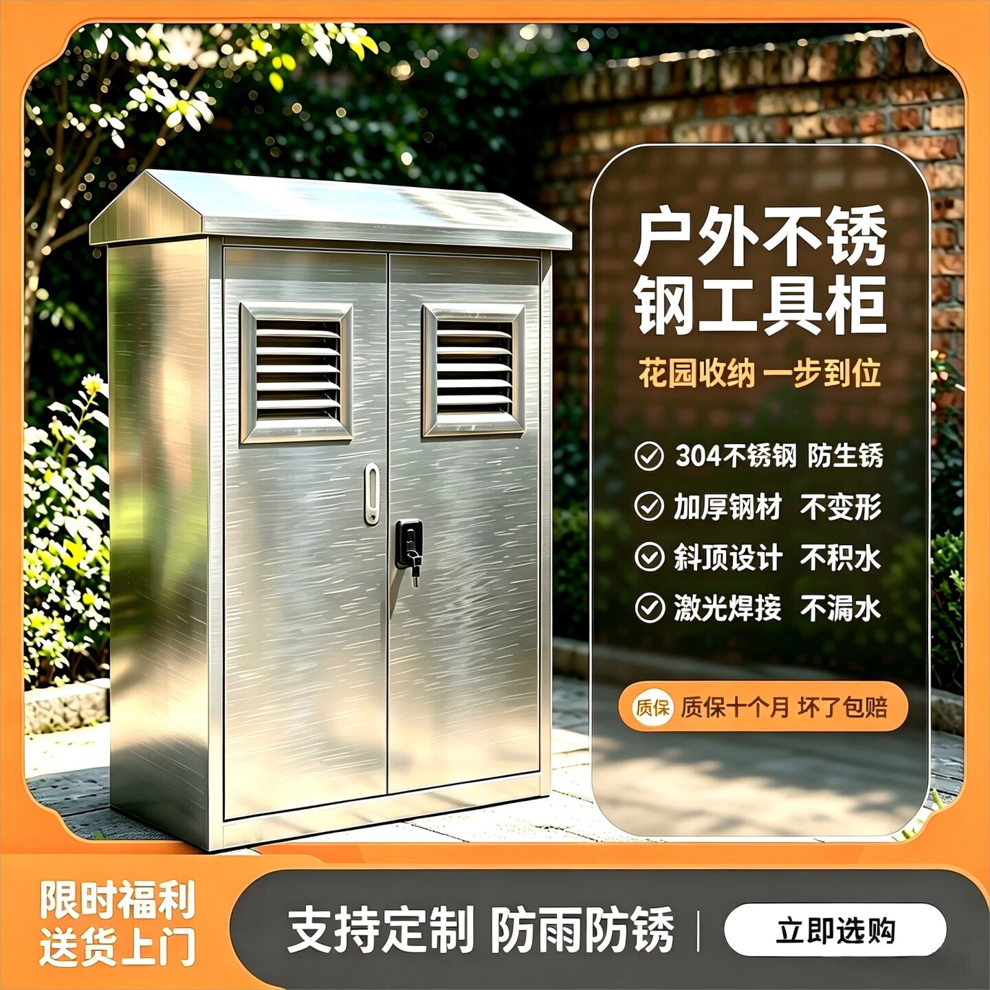 304不锈钢户外防雨储物清洁柜
