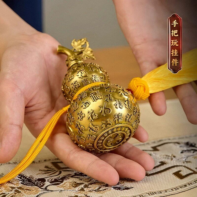 黄铜百福葫芦挂件家门口玄关客厅电视背景墙茶室书房卧室祈福挂饰