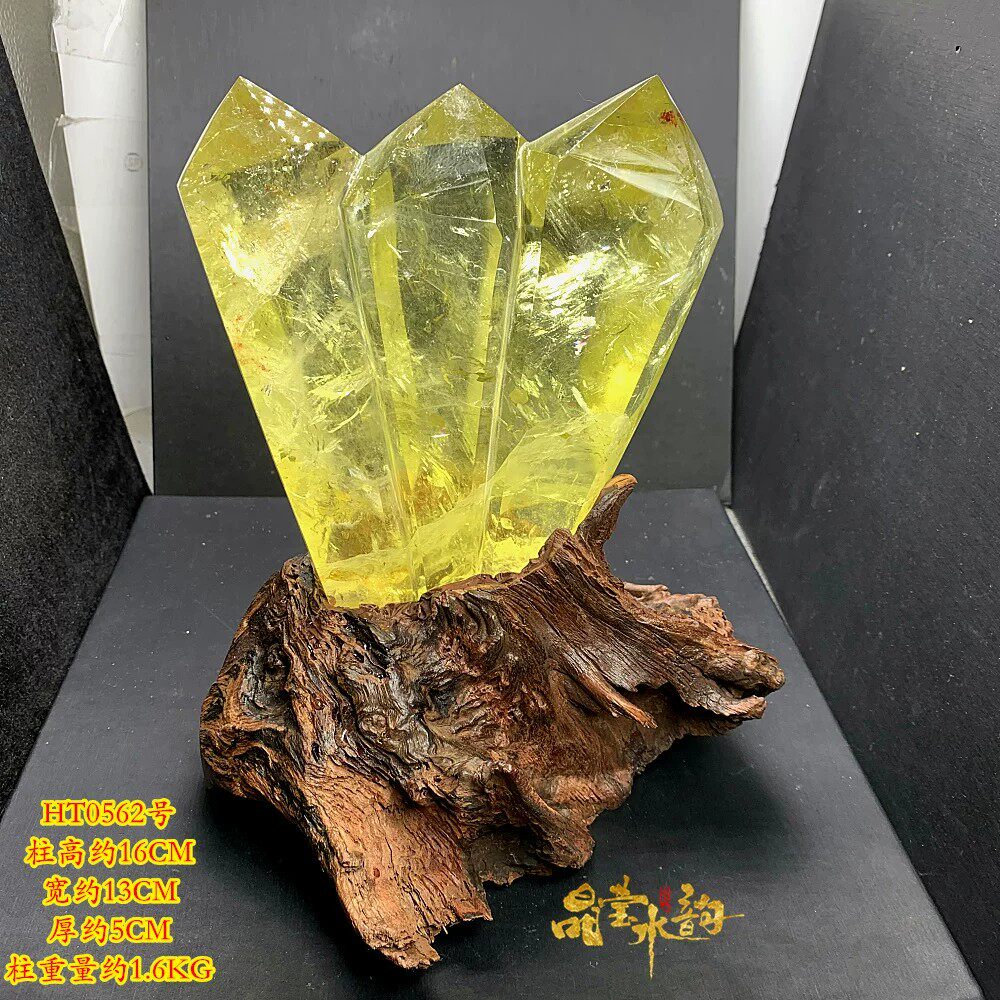 天然黄水晶多尖柱透亮摆件