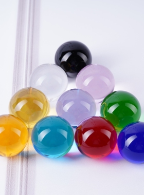 弹珠彩色玻璃珠子儿童装饰摆件透明红白黄蓝绿紫粉黑色实心水晶球