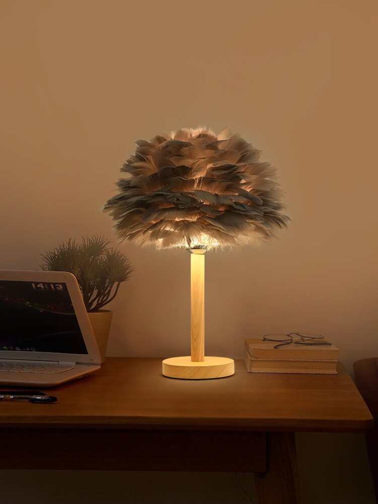 欧式时尚网红羽毛台灯结婚庆装饰暖光白色卧室床头创意客厅小灯饰