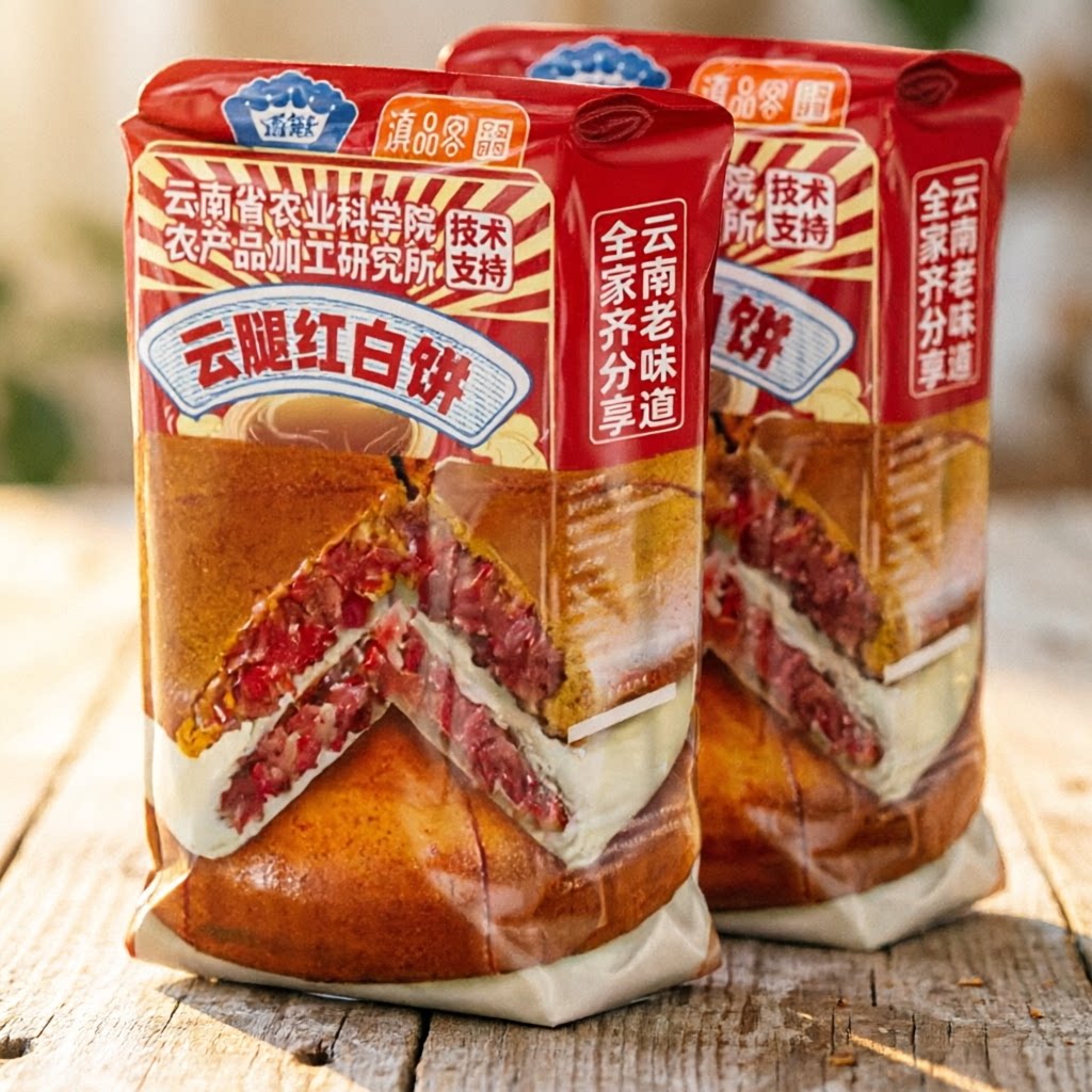 科研级纯粹醇厚回味云腿红饼滇式酥皮白饼火腿月饼中秋大月饼