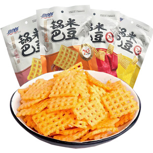 劲力郎米豆锅巴麻辣味烧烤蟹黄孜然零食休闲饼干