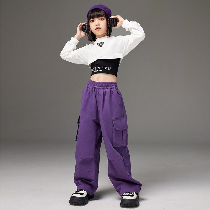 女童爵士舞服装儿童演出服jazz女孩走秀表演服练功服街舞潮酷时髦