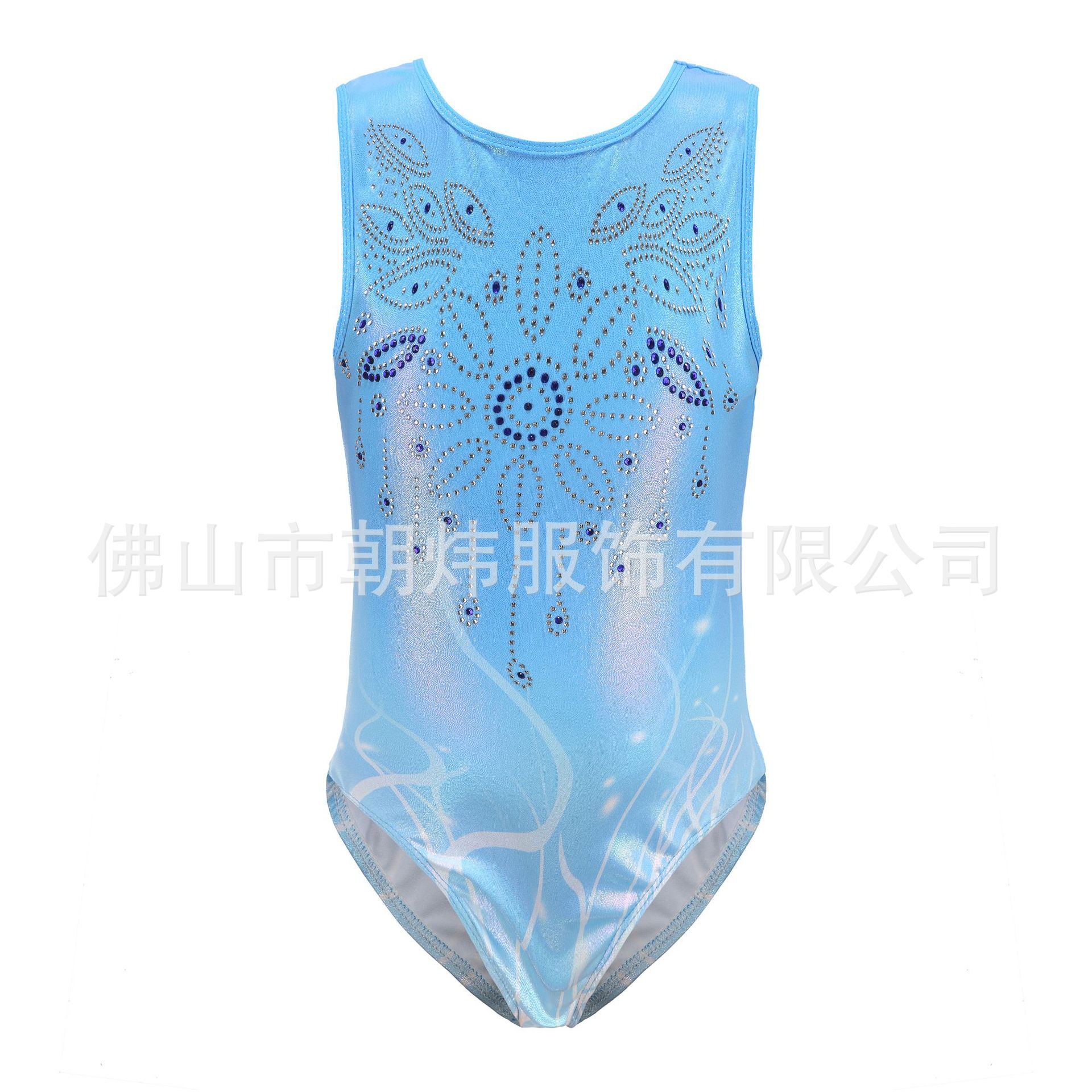 舞蹈服儿童体操服套装加钻体操服儿童舞蹈服短裤头花表演服紧身衣