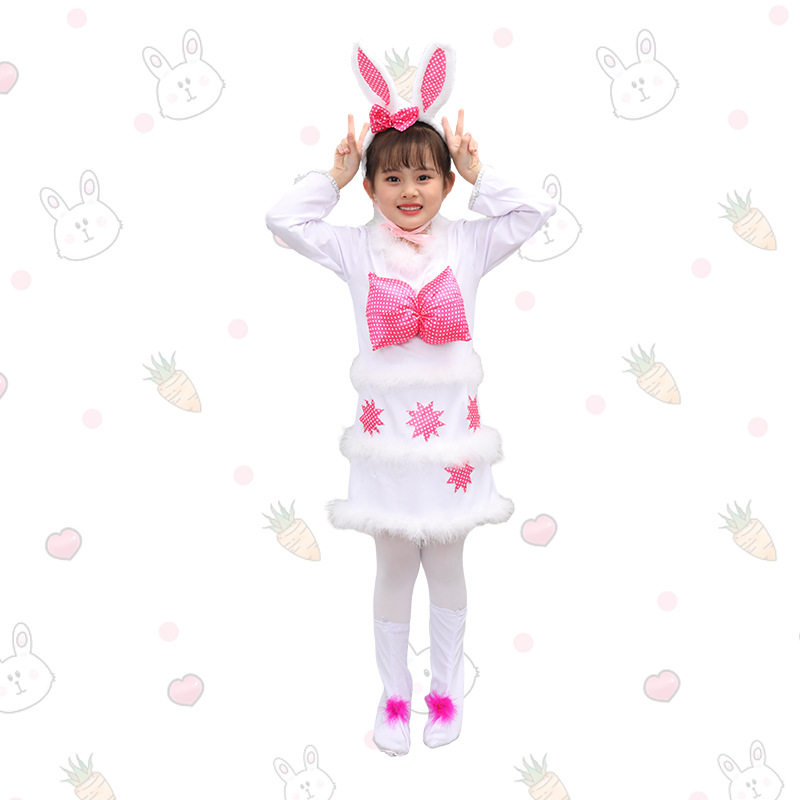 六一儿童节幼儿小白兔服装小兔子演出服 我不上你的当舞蹈表演服