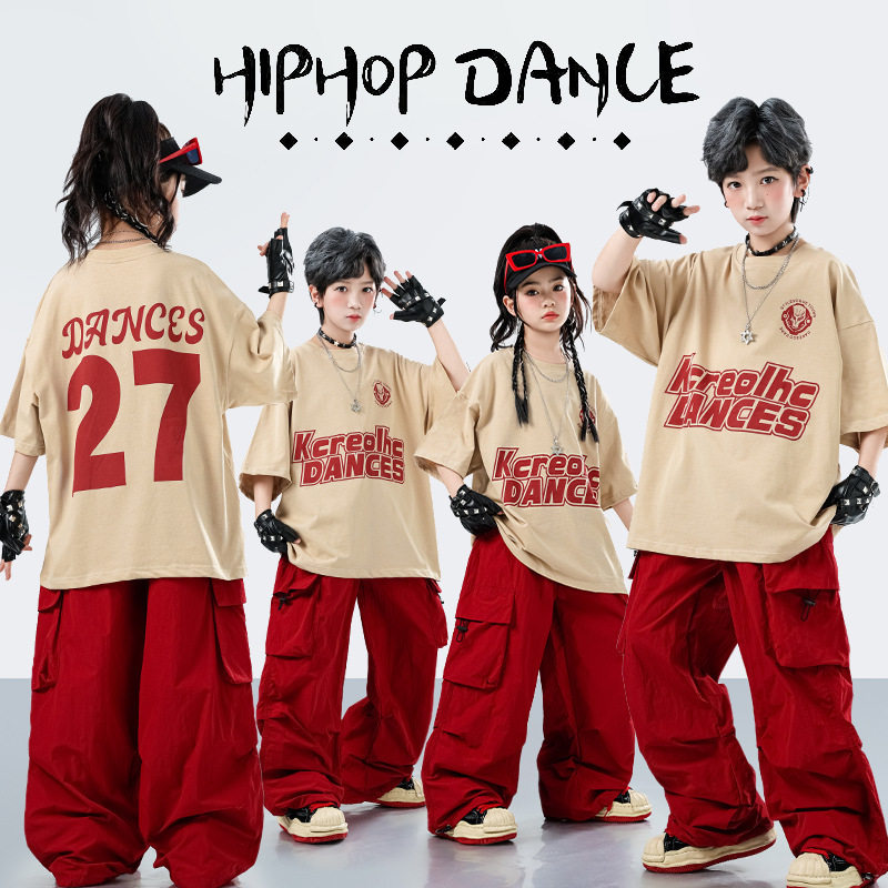 儿童街舞潮服酷帅hiphop男童架子鼓演出服女童炸街舞蹈服少儿表演