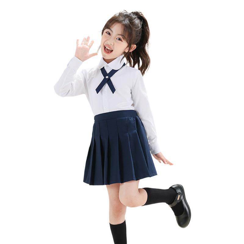 女童百褶裙套装女孩长袖白衬衫儿童学院风礼服幼儿园小学生表演服