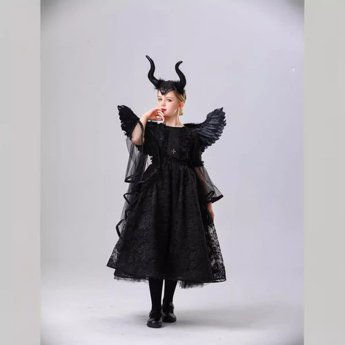 新款万圣节沉睡魔咒COS女巫儿童扮演服学校舞台表演装话剧可爱装