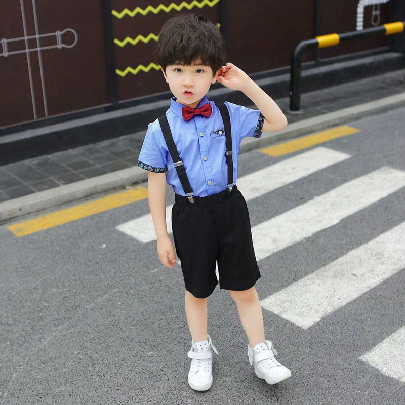 六一儿童朗诵表演服背带裤花童礼服男童小学生合唱幼儿园演出服装