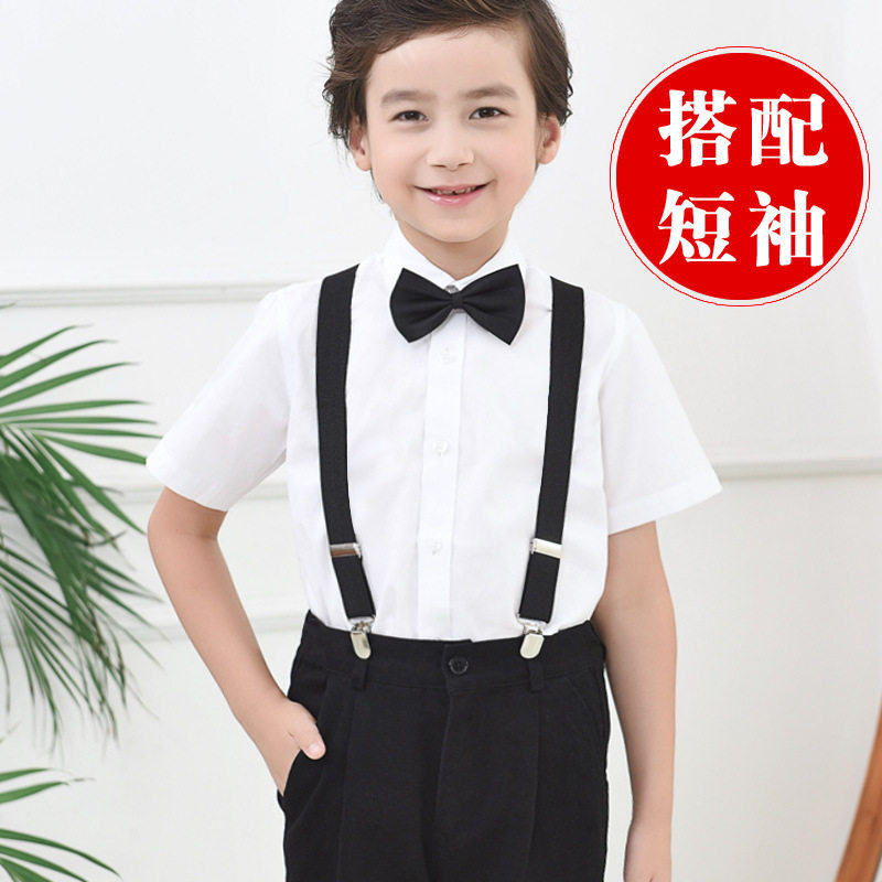 胖童礼服男童演出服白衬衫黑裤子套装儿童加肥加大码钢琴表演服装