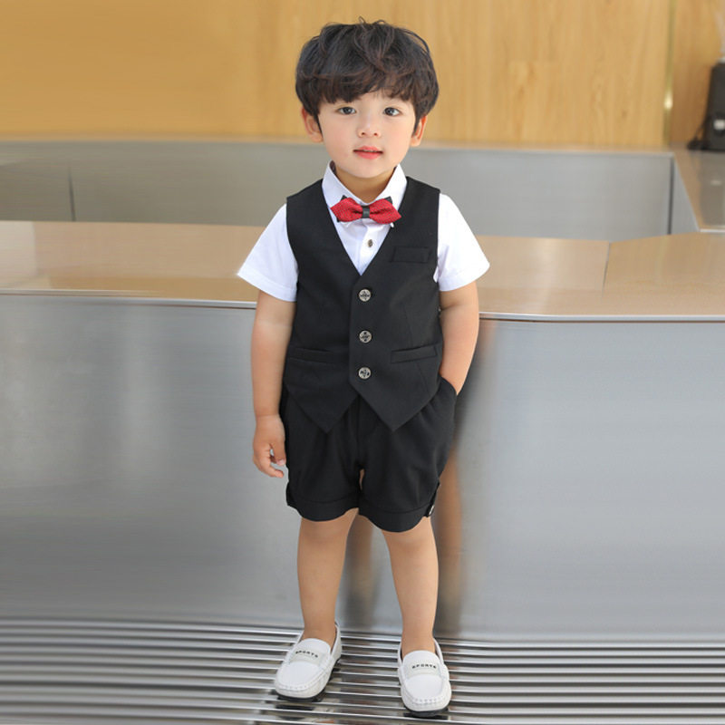 六一男童小西装马甲套装儿童背带裤演出服婚礼花童礼服钢琴表演服