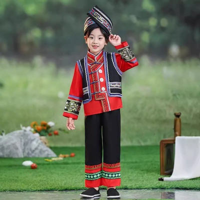 儿童壮族少数民族表演服装苗族瑶族侗族土家族舞蹈服男女演出