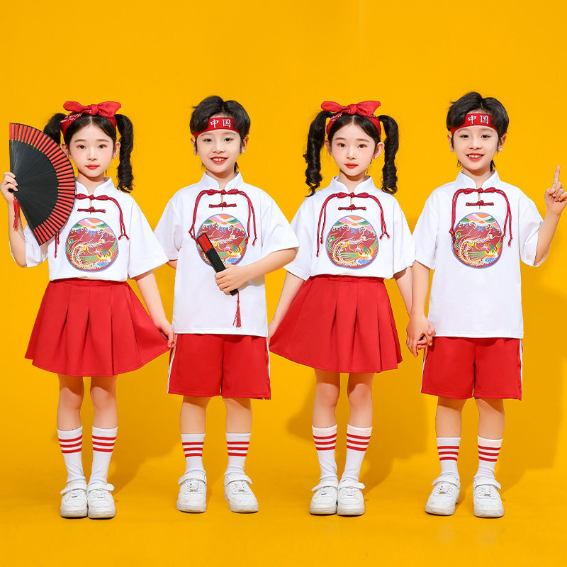 六一儿童演出服中国风啦啦队夏季合唱表演套装幼儿园舞蹈表演服装