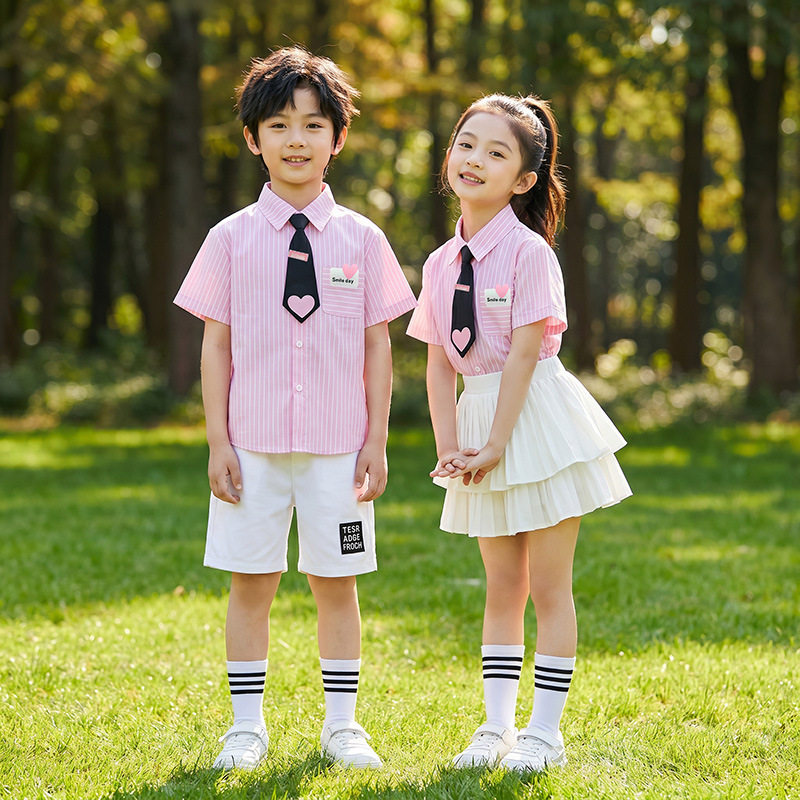 六一演出服儿童节表演服啦啦队服装 学生蛋糕裙服装 条纹衬衣套装