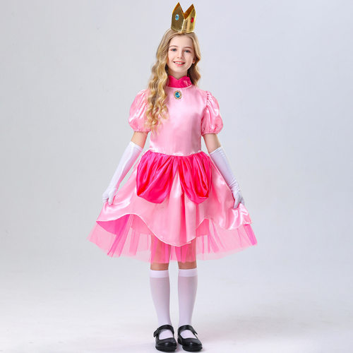 儿童表演服cosplay碧琪公主角色扮演万圣节粉色公主裙礼服表演服