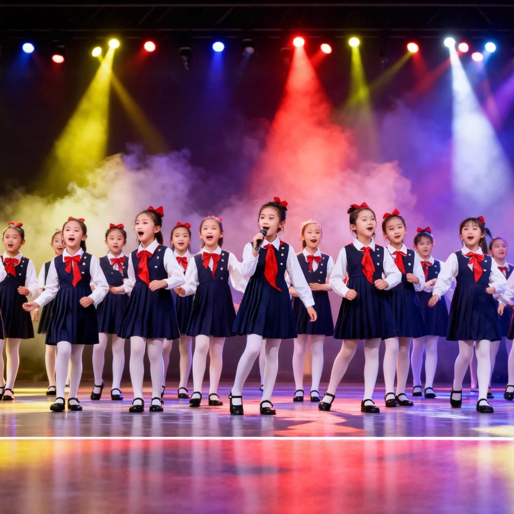 元旦儿童合唱演出服英伦风蓝色爱国演讲比赛中小学生朗诵表演服装