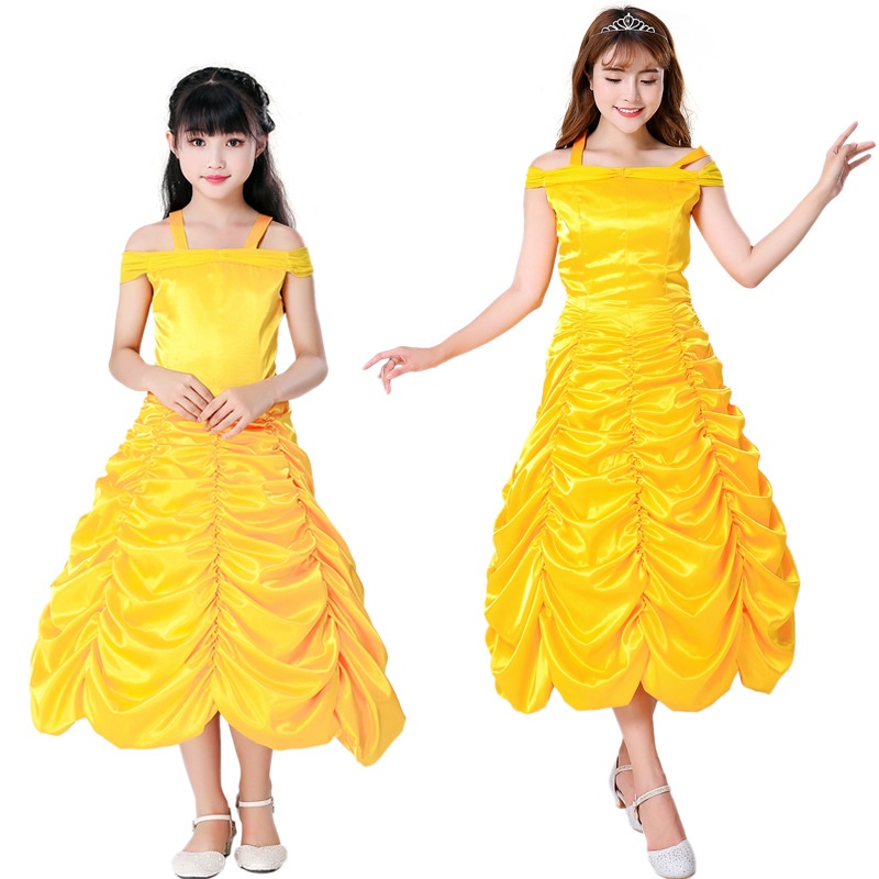 欧美外贸童装儿童万圣节装扮晚礼服贝尔公主裙子贝儿公主连衣裙