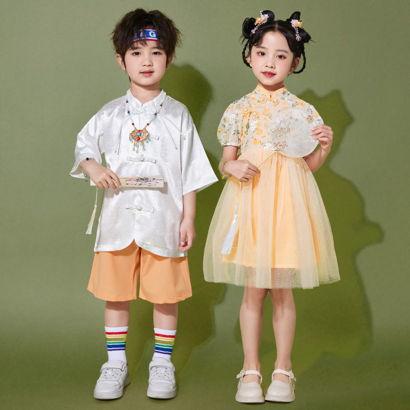 儿童六一小学生啦啦队演出服幼儿园啦啦队团体表演服女童蓬蓬纱裙