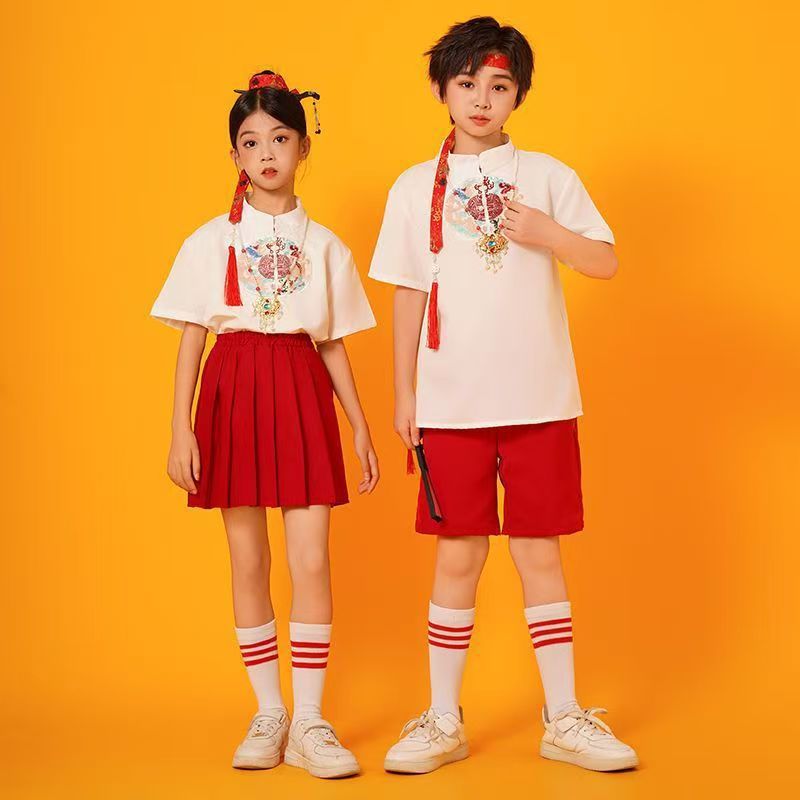 国庆大合唱红歌中国风儿童表演服中小学班服诗歌朗诵演出服运动服