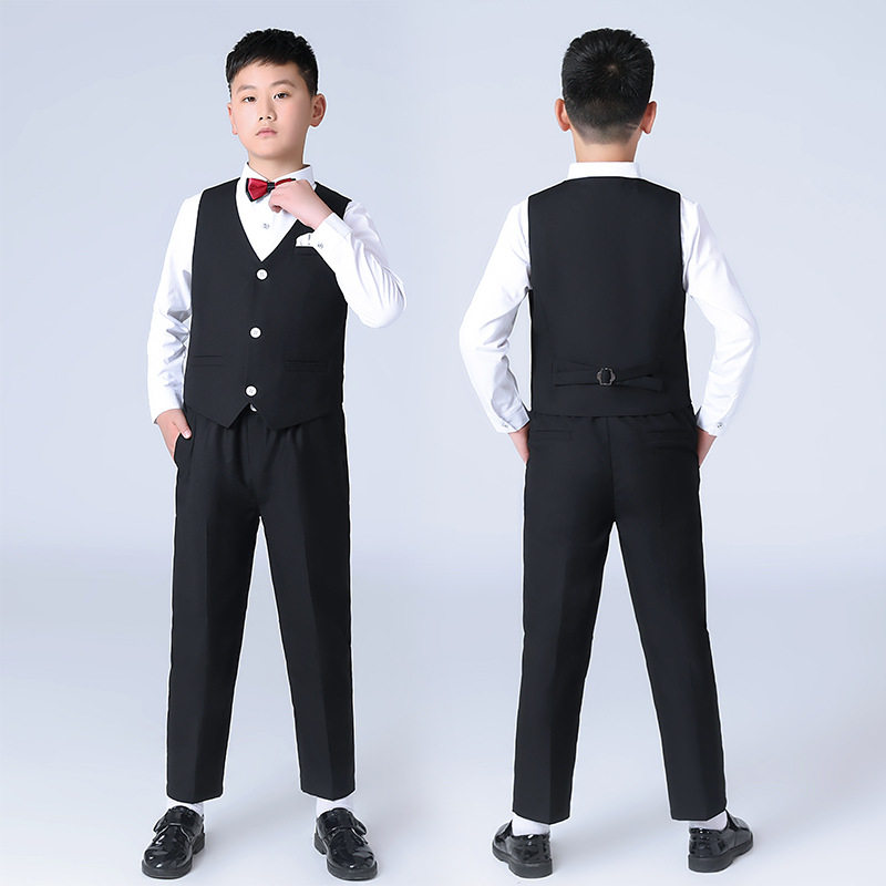 儿童礼服秋装新款胖版绅士马甲套男童主持表演摄影服套装加肥加大