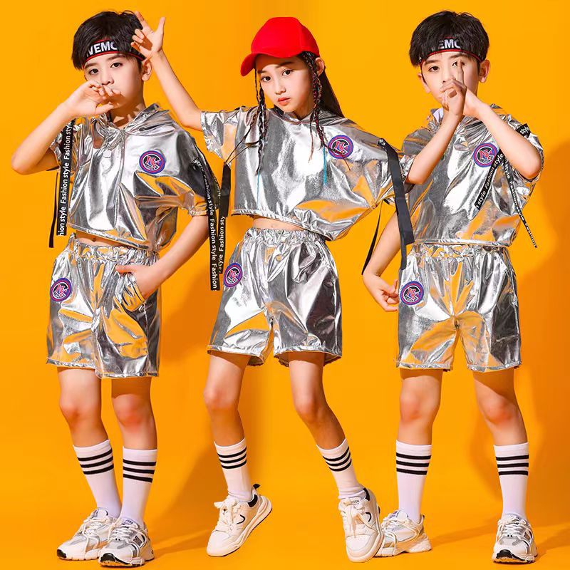 儿童演出服街舞套装男童夏款嘻哈潮流炫酷走秀爵士舞表演女童图片