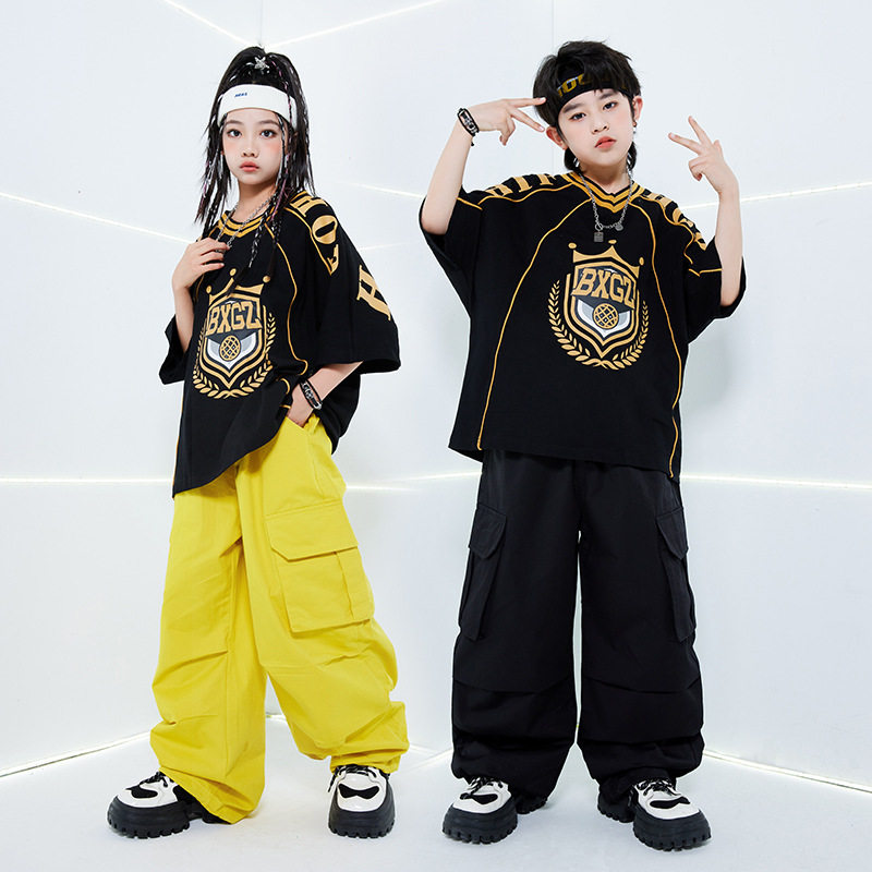 六一儿童街舞服装男童潮服套装女童嘻哈风表演服hiphop炸街演出服图片