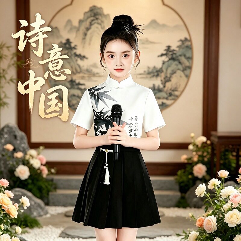 六一儿童合唱演出服中小学生中国风汉服团体诗朗诵表演十岁成人礼