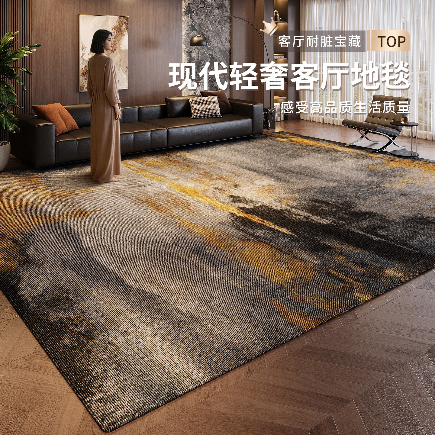 诗缇客厅地毯玄关耐脏好打理地垫