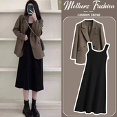 辣妈背心裙西装 高级感时尚 外套两件套 春秋2026新款 孕妇连衣裙套装