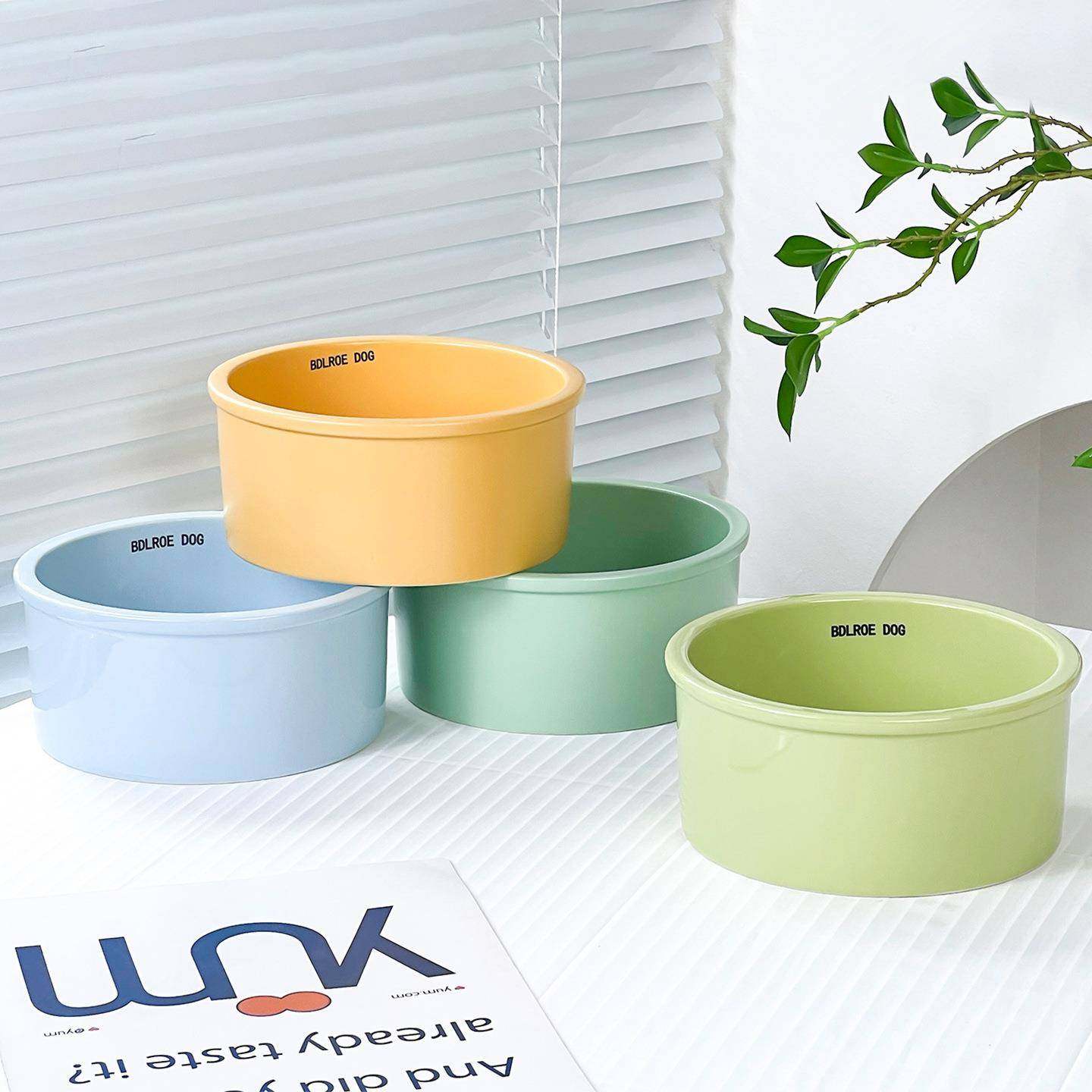 奶油风BD护边直身碗纯色陶瓷宠物碗防打翻水碗大容量狗碗狗狗饭盆,宠物/宠物食品及用品,猫狗碗/慢食碗,淘宝优惠券,粉丝福利购,淘宝优惠卷