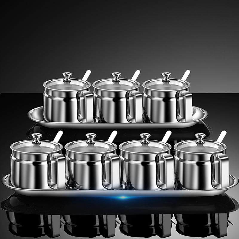 304不锈钢调料罐套装家用盐罐厨房大容量调料罐子调味盒带盖手柄,厨房/烹饪用具,调味瓶罐/调料研磨器,淘宝优惠券,粉丝福利购,淘宝优惠卷