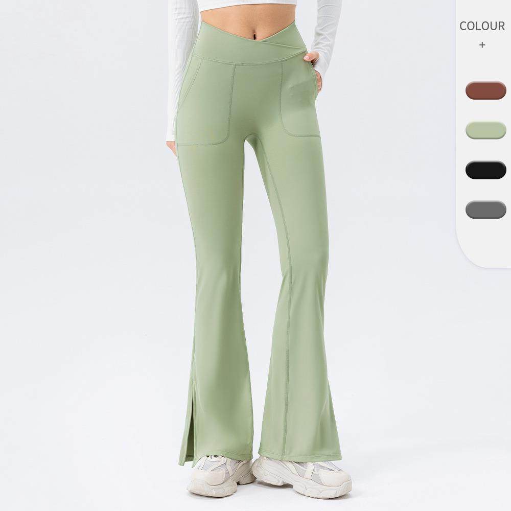 欧美裸感瑜伽喇叭裤女交叉高腰提臀阔腿裤透气健身运动长裤4209,运动/瑜伽/健身/球迷用品,瑜伽长裤,淘宝优惠券,粉丝福利购,淘宝优惠卷