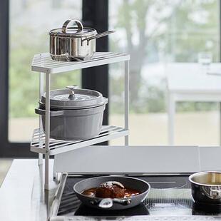 厨房转角分层置物架多功能炉灶边金属沥水置物架三角稳定节省空间
