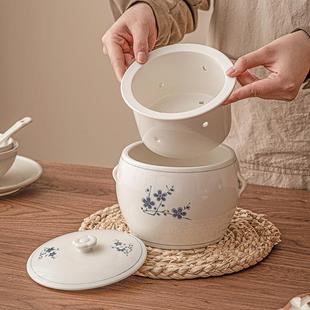 闽南溢汤专用锅大号溢鸭汤滴汤陶瓷隔水炖盅内胆带孔免过滤小汤盅