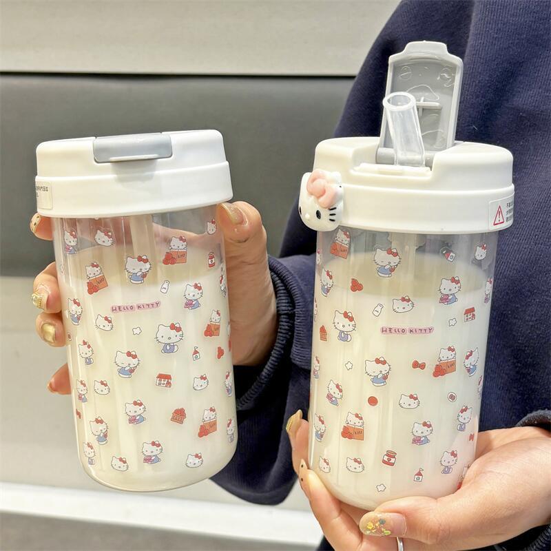 大容量吸管杯hellokitty女生可爱卡通学生塑料杯耐摔耐高温杯子