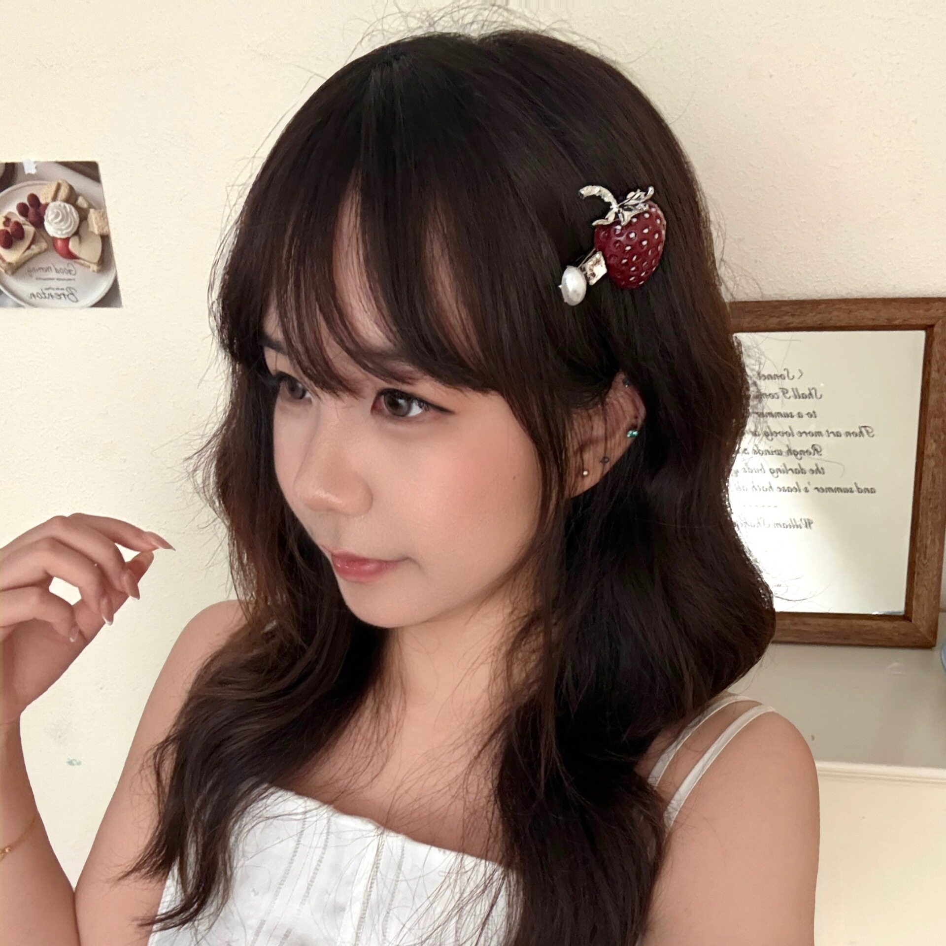 特价新款草莓闪钻珍珠甜美发夹精
