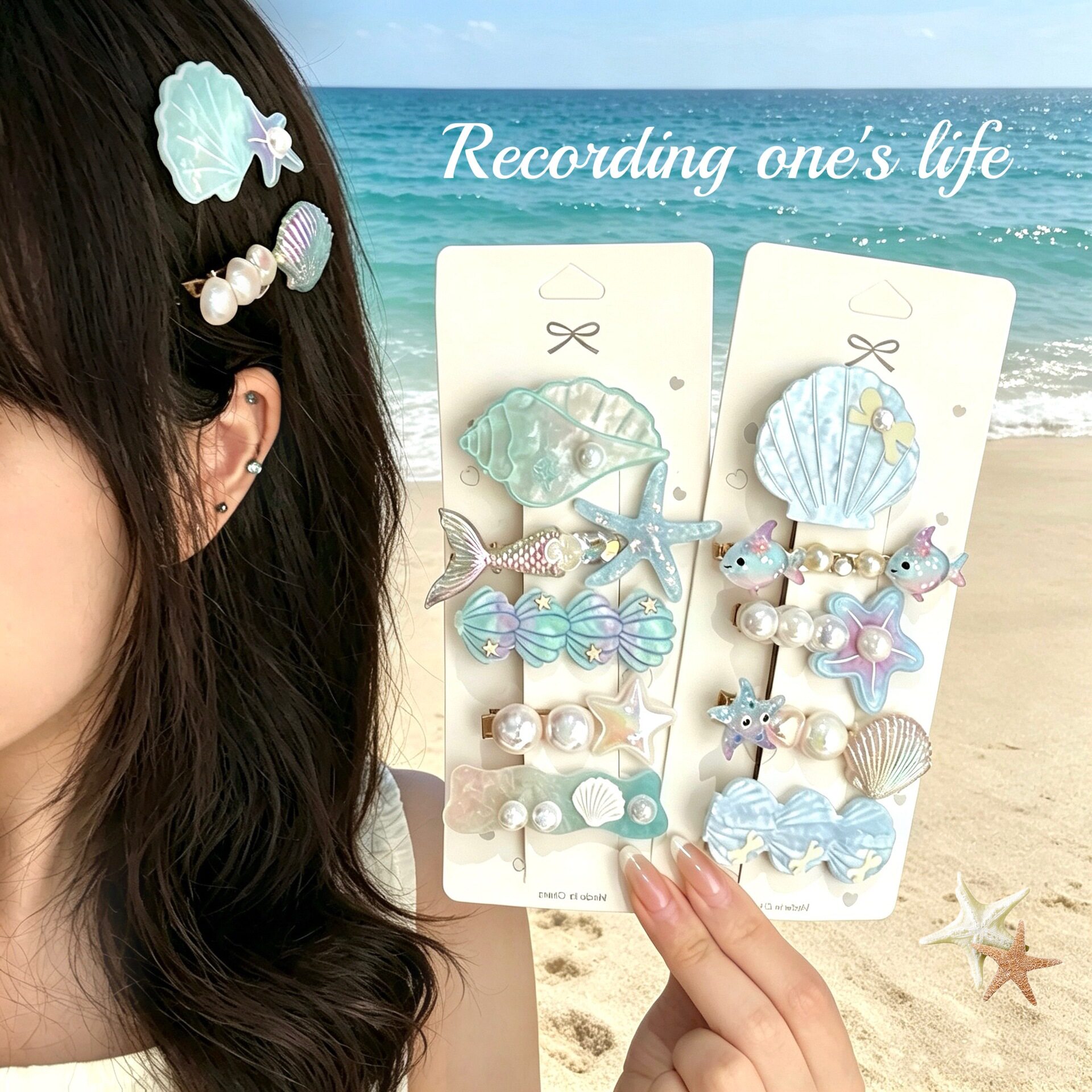 特价海滩套装风度假贝壳海螺发夹