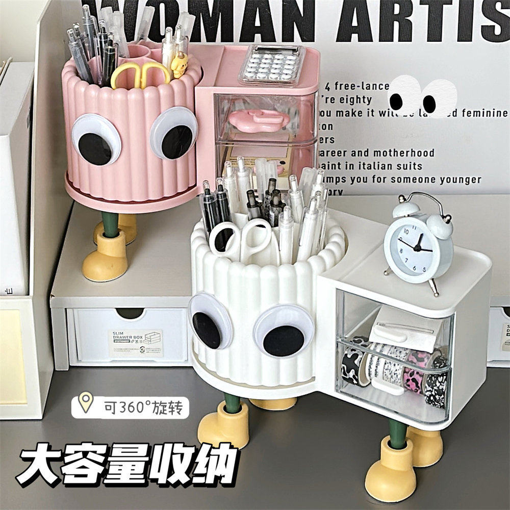 义乌小礼品化妆品收纳盒旋转防尘置物架收纳筒梳妆台桌面化妆刷口