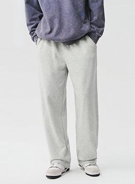 home daily 这季节不可错过！纯棉休闲裤男春季宽松直筒灰色卫裤