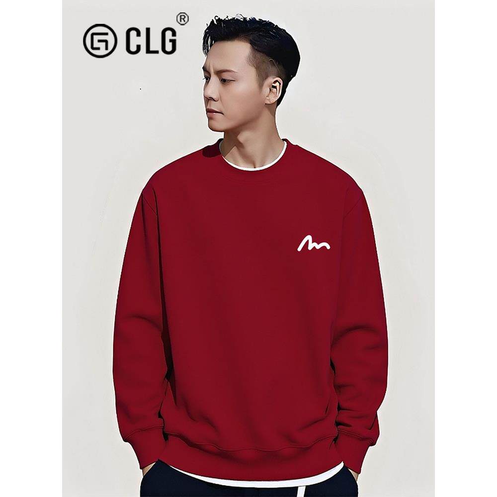 香港CLG潮牌陈伟霆圆领卫衣衫线条印花情侣外套重磅纯棉简约上衣