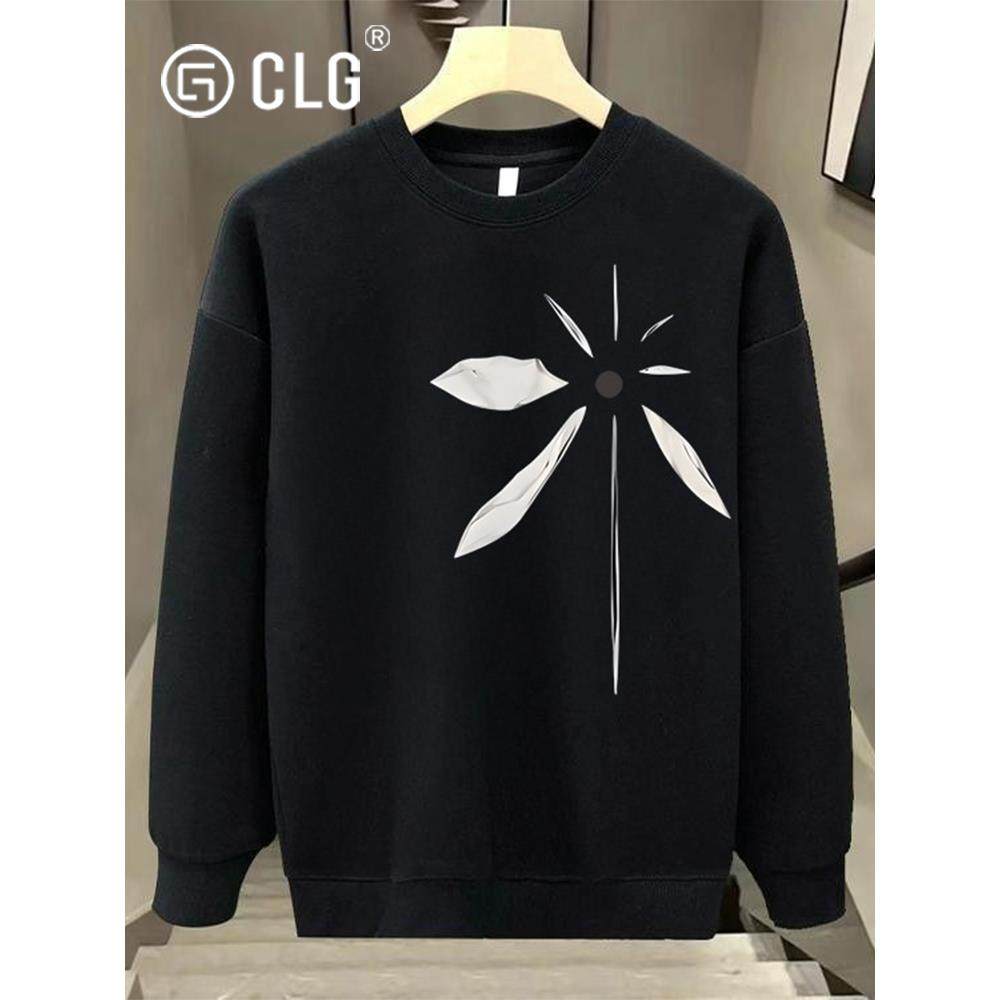 香港CLG潮牌美式痞帅重磅圆领卫衣青年款秋冬季街头宽松无帽外套