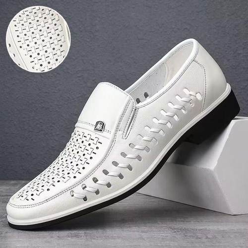 凉鞋男2025夏季新款头层牛皮软底商务休闲凉皮鞋镂空透气洞洞鞋男