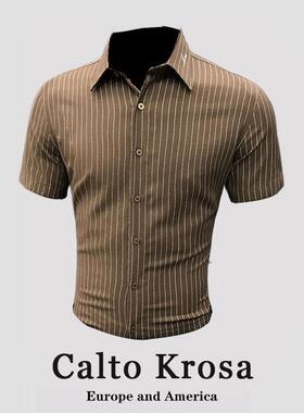 CaltoKrosa~漫威毒液高级感修身短袖衬衫男商务免烫休闲潮流衬衣