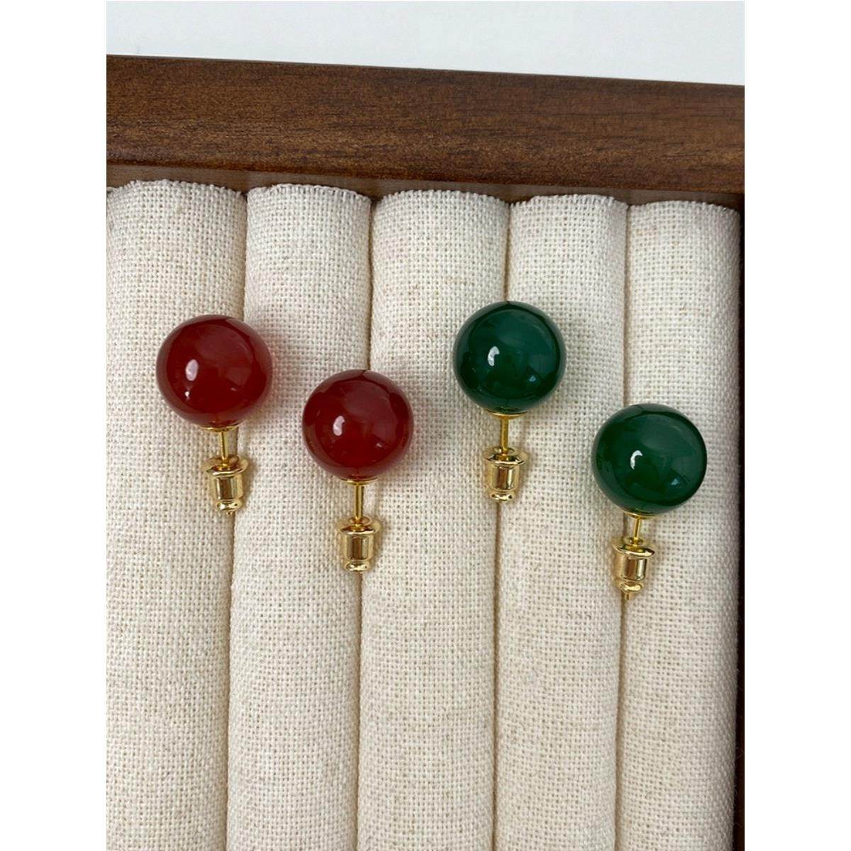 新加坡Chomelkinsey红玛瑙玉髓菠菜绿色耳环女士优雅新中国风耳环,饰品/流行首饰/时尚饰品新,耳钉,淘宝优惠券,粉丝福利购,淘宝优惠卷